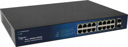 Allnet Managed L2 PoE Switch με 18 Θύρες Gigabit (1Gbps) Ethernet και 2 SFP Θύρες