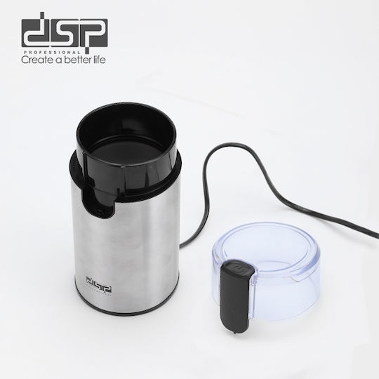 DSP KA3156 Elektrischer Kaffeemühle 500W mit einer Kapazität von 80gr Silber