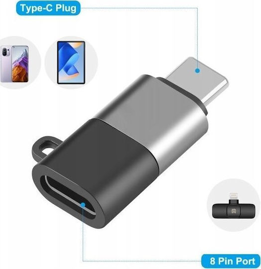 Puluz SB9098 Convertor USB-C / Lightning Masculin În USB-C / Lightning Feminin Alb