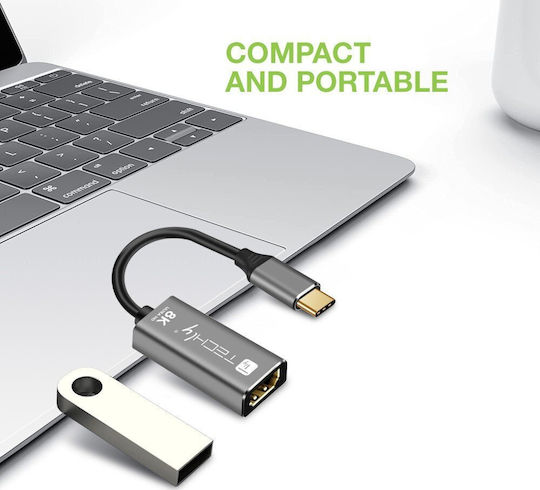 Techly Convertor USB-C masculin în HDMI feminin 1buc IADAP-USBC-HDMI8