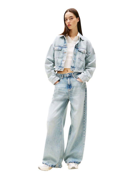 Zuschneiden Damen Jeansjacke Light Blue