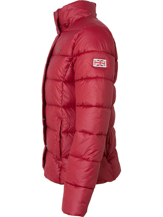 June Women's Short Puffer Jacket for Winter with Hood Red