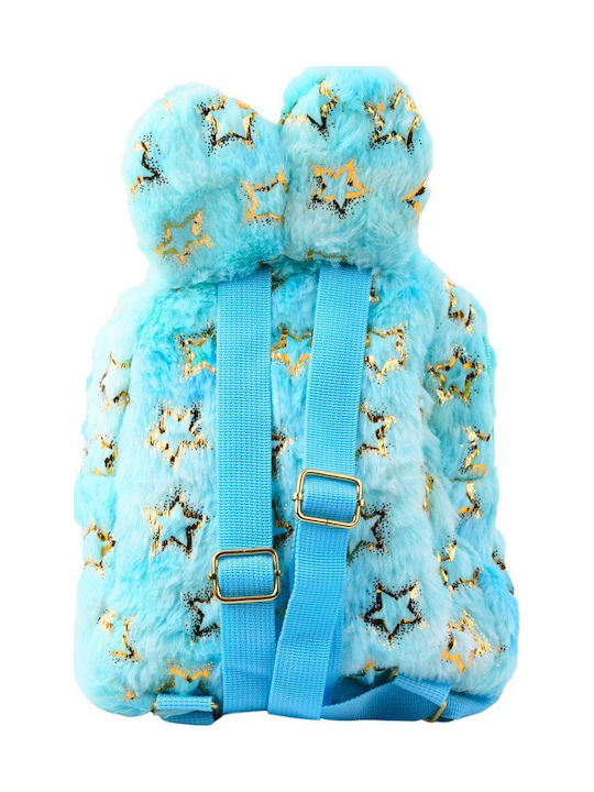 Plush Backpack Gold Stars Kids Blue