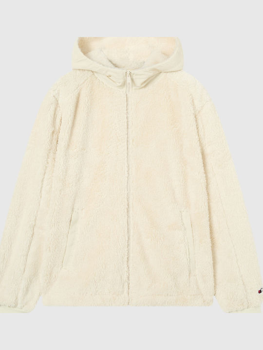 Γυναικεία Ζακέτα Φούτερ με Κουκούλα Ivory Canvas