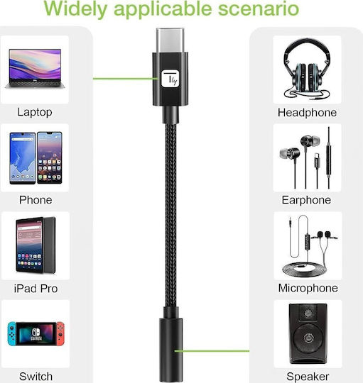 Techly Usbc-dac24j Μετατροπέας USB-C male σε 3.5mm female 1τμχ