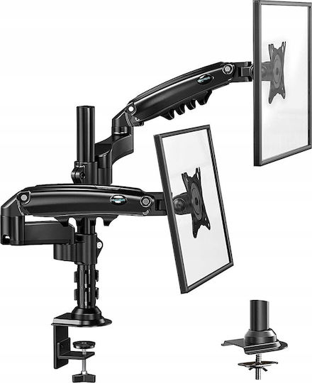 Huanuo HNDS8 Stand Desk Mounted for 2 Monitors up to 32" with Arm