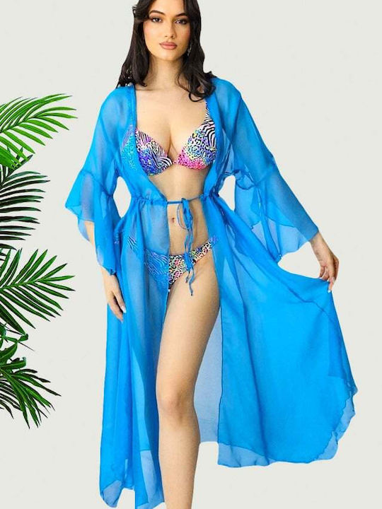 Feminin Kimono de Plajă Albastru