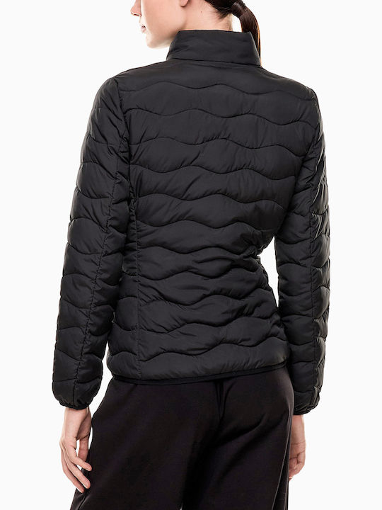 Сгъваемо Късо Дамско Puffer Якето за Зима Черно