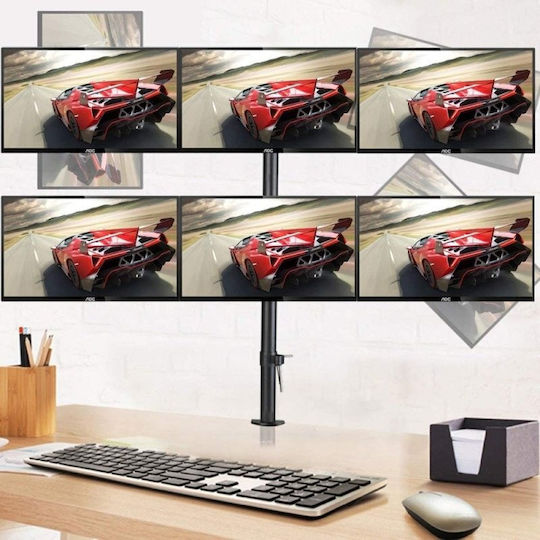 Techly Βάση Γραφείου για 6 Οθόνες έως 20" με Βραχίονα (ICA-LCD-482-S)
