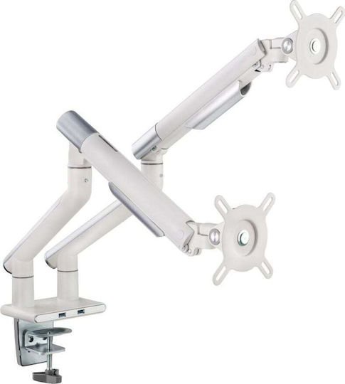 Art Ramm L-20GD Βάση Γραφείου για 2 Οθόνες έως 32" με Βραχίονα Λευκή