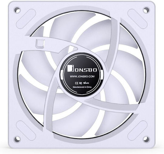 Jonsbo ZB-120WR Reverse Blade Case Fan (65.26cfm) with ARGB Lighting and 4-Pin PWM Connection White