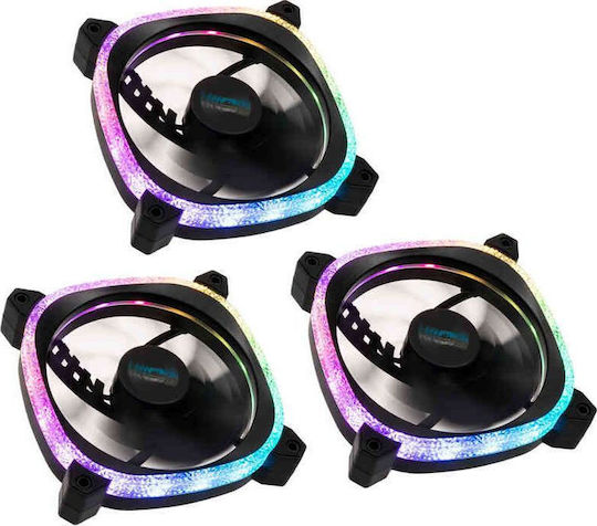 Lamptron Diamond+ Case Fan 120mm (1500rpm) με ARGB Φωτισμό και Σύνδεση 4-Pin PWM 3τμχ