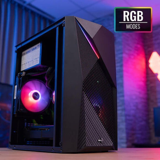 Aerocool Raider Mini Gaming Midi Tower Computer Case with Side Window and RGB Lighting Black