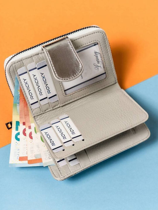 Portofel Mare Din Piele Pentru Dama Cu RFID Argintiu