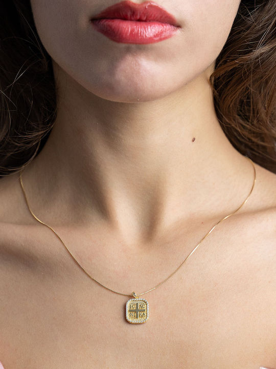 Kiriakos Gofas Pendant Kids Talisman Double Sided Konstantinato made of Gold 9K KN374