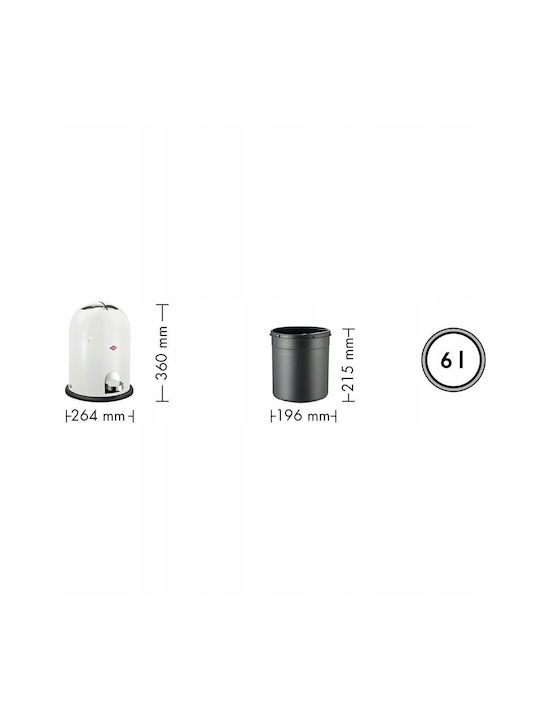 Wesco Κάδος Απορριμμάτων Πλαστικός Λευκός 6lt
