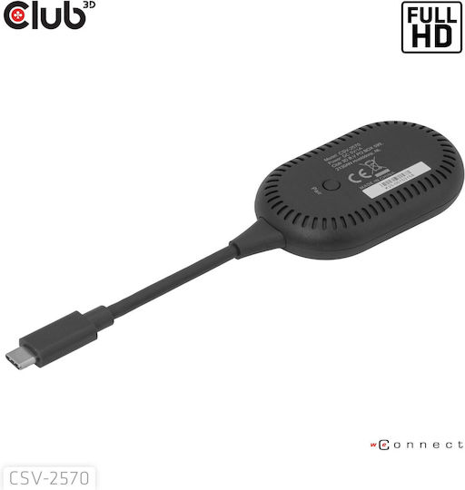 Club-3d Wireless USB-C to HDMI Transmitter Receiver Full HD 25m Range Black CSV-2570
