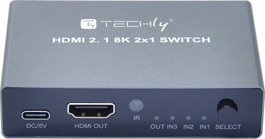 Techly AV Adapter Techly 3-Port HDMI 2.1 Switch 8K*60Hz 3x1 IR Remote 12615312 8059018365511