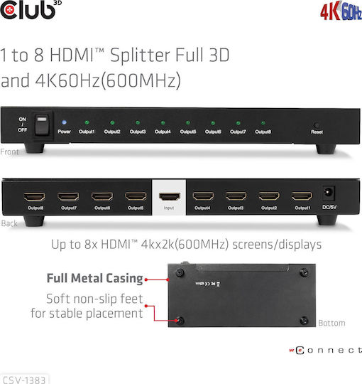 Club3D 1 HDMI Splitter CSV-1383