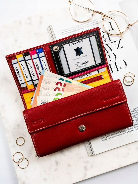 Large Leather Women's Wallet with RFID Red