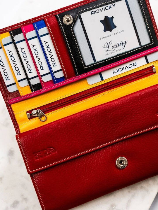 Large Leather Women's Wallet with RFID Red