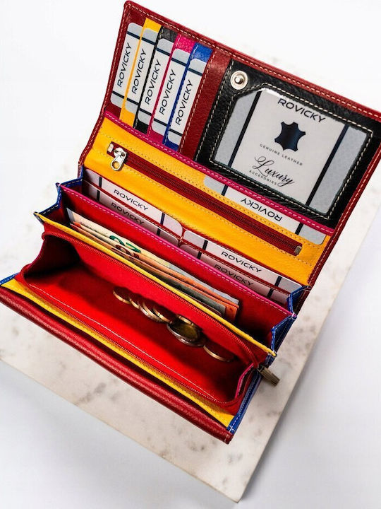 Large Leather Women's Wallet with RFID Red