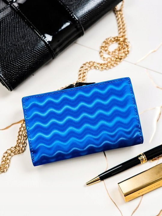 Große Leder Damenbrieftasche mit RFID Blau