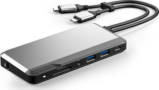 Alogic USB-C dublu / USB-A Stație de andocare cu 4K PD Ethernet Argintiu (U2CSH-SGR)