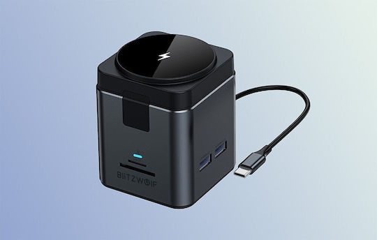 BlitzWolf 9in1 USB-C Докинг станция с HDMI 4K PD Ethernet Черен