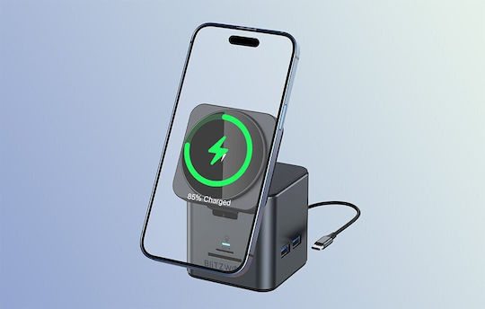 BlitzWolf 9in1 USB-C Докинг станция с HDMI 4K PD Ethernet Черен