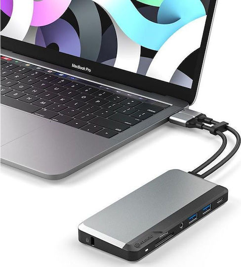 Alogic USB-C dublu / USB-A Stație de andocare cu 4K PD Ethernet Argintiu (U2CSH-SGR)