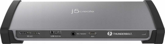 J5create Thunderbolt 4 Docking Station με 4K PD Ethernet και σύνδεση 2 Οθονών Γκρι (JTD562)