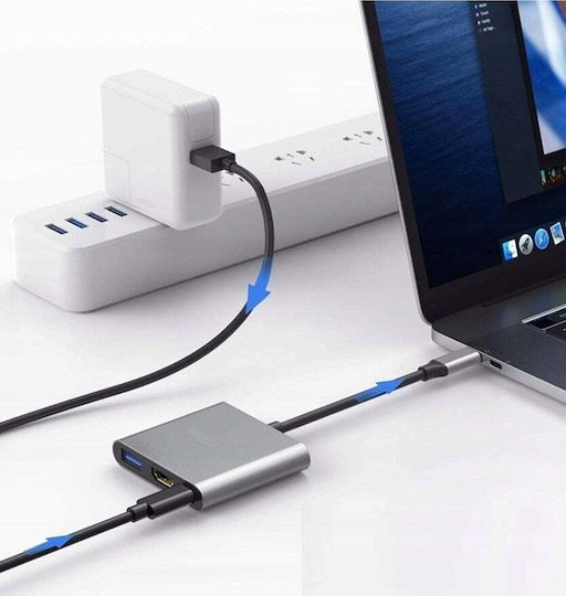 Platinet USB-C Докинг станция с HDMI 4K PD Сив (PL0557)