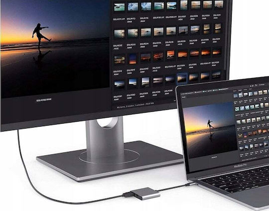 Platinet USB-C Докинг станция с HDMI 4K PD Сив (PL0557)