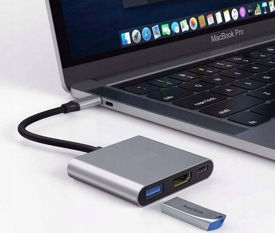 Platinet USB-C Докинг станция с HDMI 4K PD Сив (PL0557)