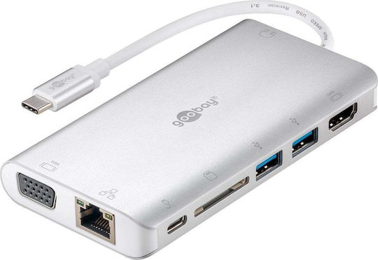 Goobay Premium USB-C Docking Station με HDMI 4K PD Ethernet Ασημί