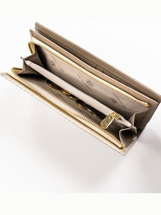 Leather Women's Wallet with RFID Beige PTN 421431 SBR BE