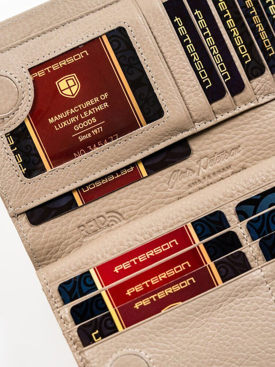 Leather Women's Wallet with RFID Beige PTN 421431 SBR BE