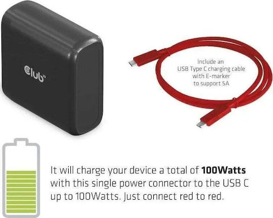 Club3D USB-C / USB-A Docking Station με 4K PD Ethernet Μαύρο (CSV-1565)