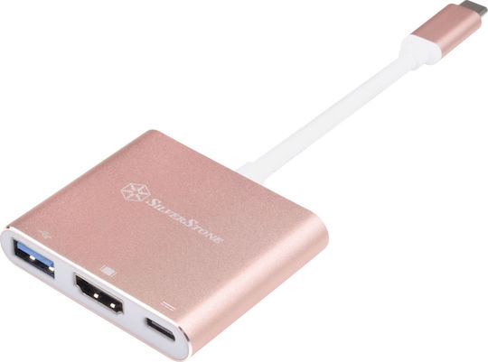 Silverstone EP08 USB-C / USB-A Docking Station mit 4K PD Ethernet Rosa
