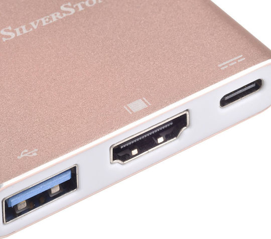 Silverstone EP08 USB-C / USB-A Docking Station mit 4K PD Ethernet Rosa