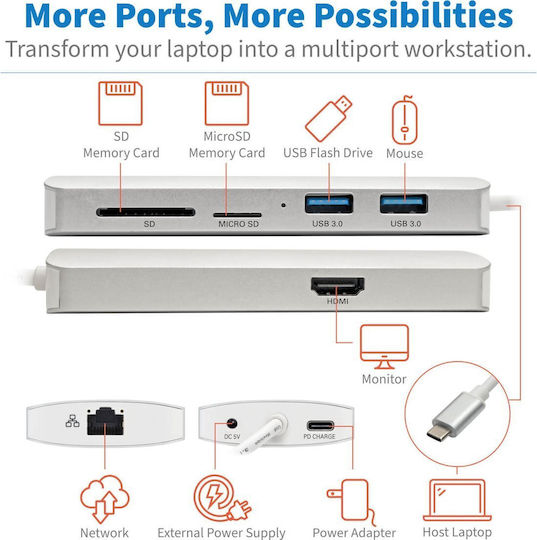 Eaton USB-C Docking Station with HDMI 4K PD Ethernet Gray (U442-DOCK11-S)
