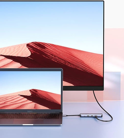 Ugreen CM418 USB-C Докинг станция с HDMI 4K PD Ethernet Сив