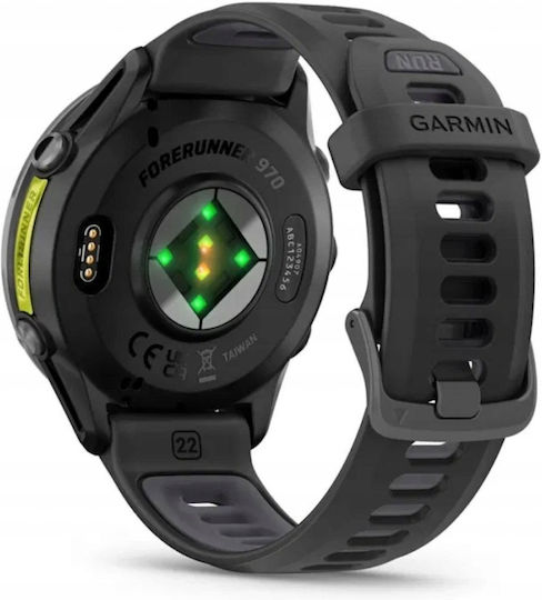 Garmin Forerunner 970 Titanium 47mm Αδιάβροχο Smartwatch με Παλμογράφο (Carbon Gray DLC Titanium with Black and Translucent Whitestone)