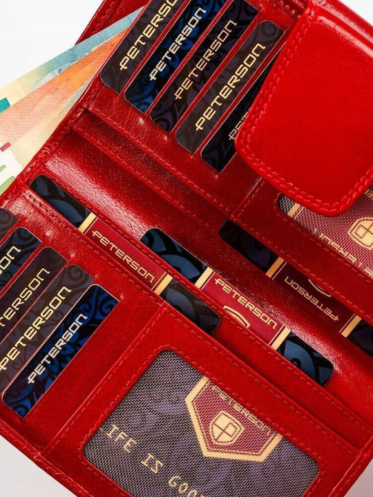 Μεγάλο Δερμάτινο Γυναικείο Πορτοφόλι με RFID Κόκκινο