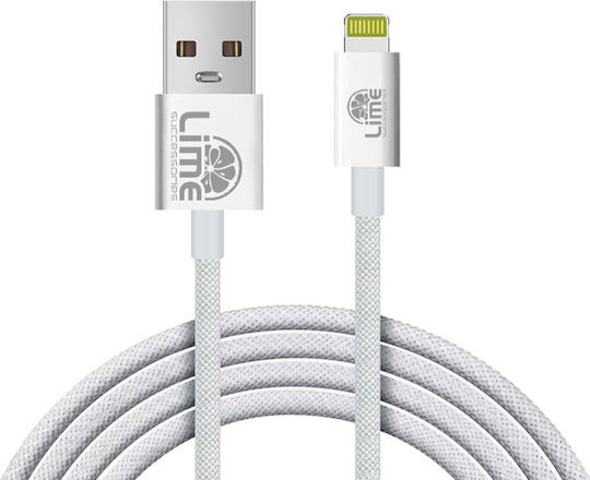 Lime Braided USB-A la Cablu Lightning 15W Verde 1m