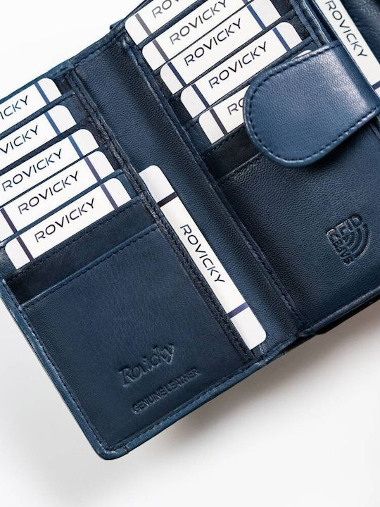 Μεγάλο Δερμάτινο Γυναικείο Πορτοφόλι με RFID Navy Μπλε