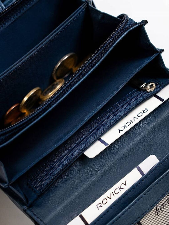 Μεγάλο Δερμάτινο Γυναικείο Πορτοφόλι με RFID Navy Μπλε