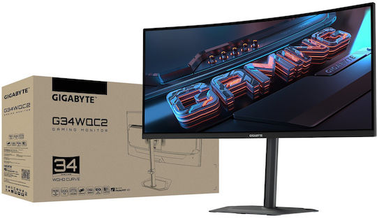 Gigabyte G34WQC2 Ultrawide VA HDR Curved Gaming Monitor 34" QHD 3440x1440 200Hz with 1ms GTG Response Time Gray