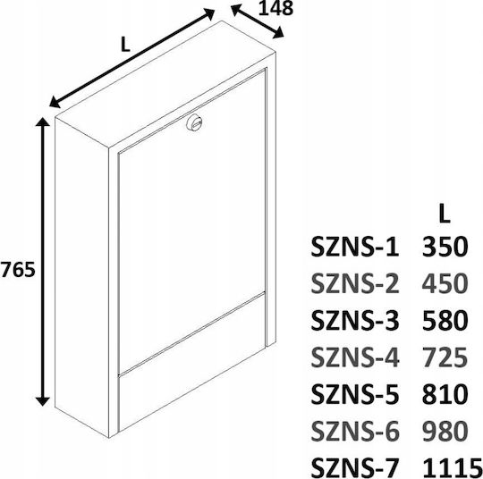 Surface Cabinet Szns-5 Space Control 12 Circuits Width X Height X Depth 810x765x148 Sigma-li Tg.szns-5